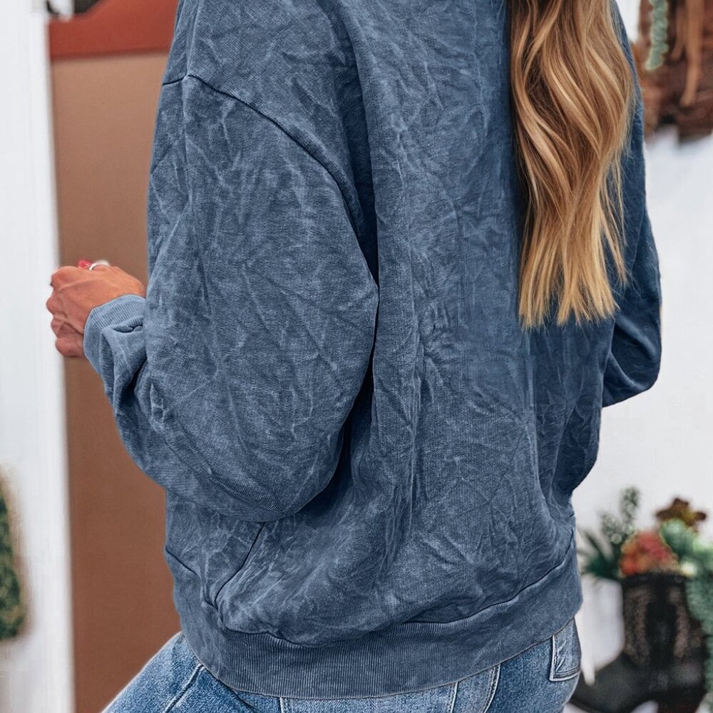 B343 Saved by Grace Letter Emboidery Mineral Wash Loose Sweatshirt - Picture 3 of 3